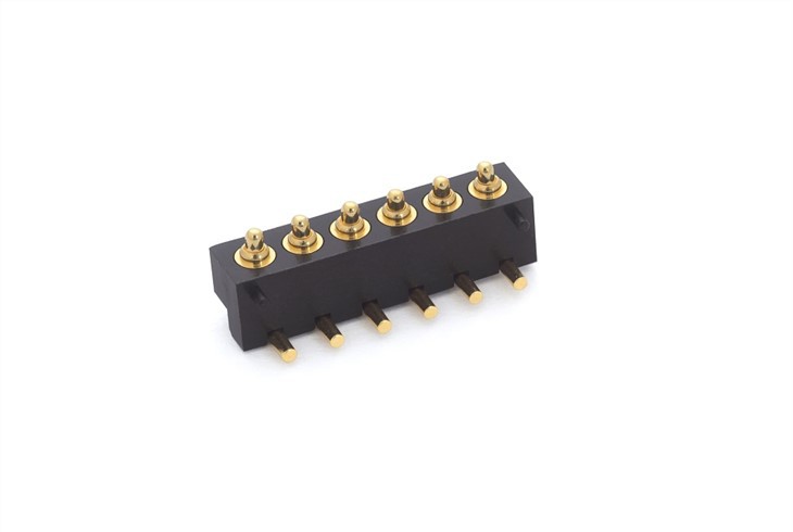 Conector Pogo Pin de ângulo reto de 6 pinos