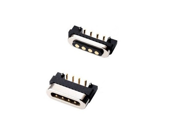 Conector de pinos retos de ângulo magnético de 4 pinos Pogo Pin